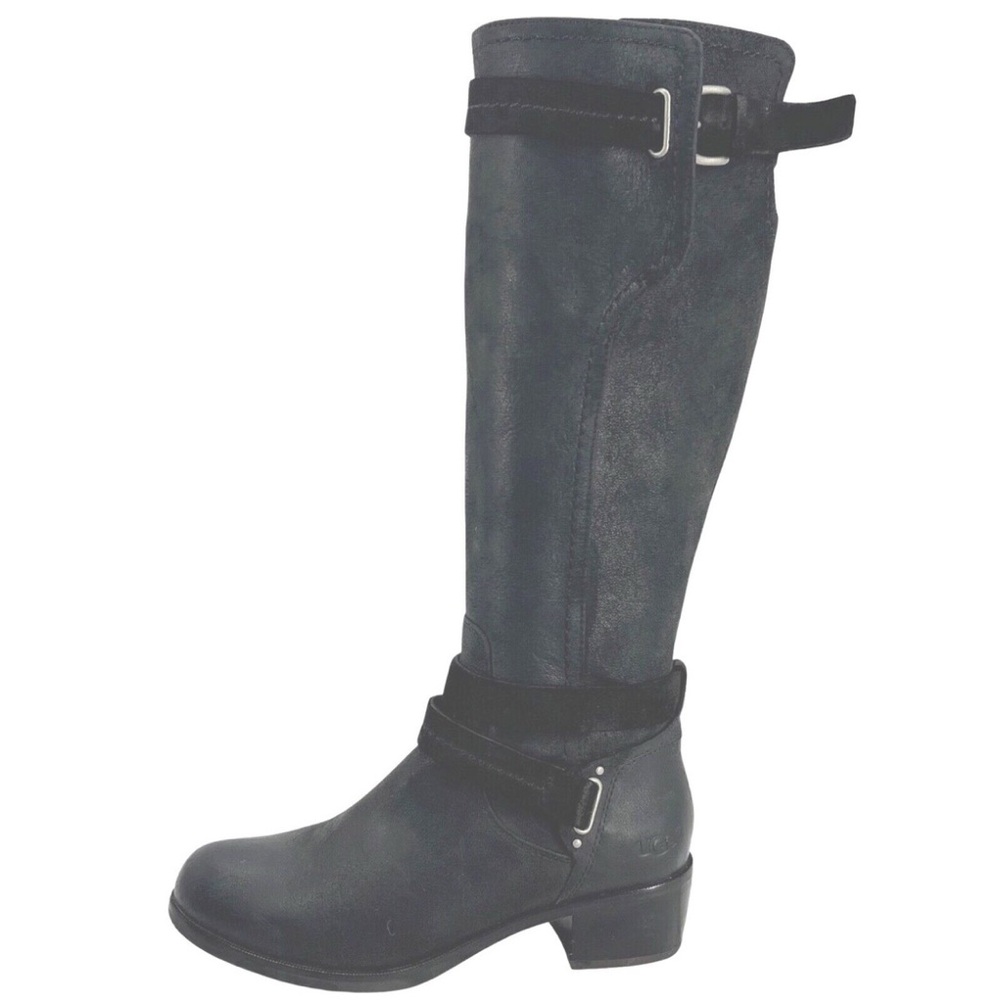 UGG Darcie Riding Black Heeled Knee-High Boots
